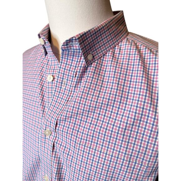Untuckit Pink Blue Plaid Shirt Men's XL Classic Fit Button Down No Iron Cotton - Picture 2 of 7
